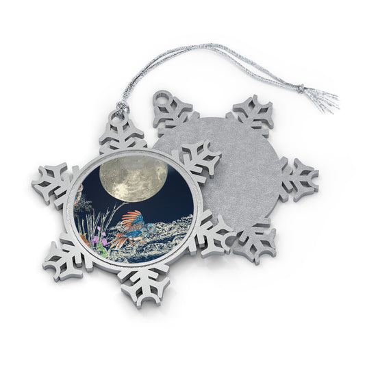 Owls at Night - Pewter Snowflake Ornament