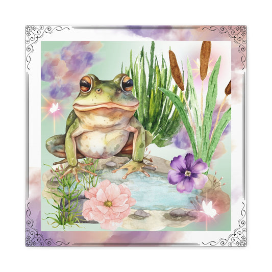 Frog By A Puddle - Matte Canvas, Stretched, 1.25"