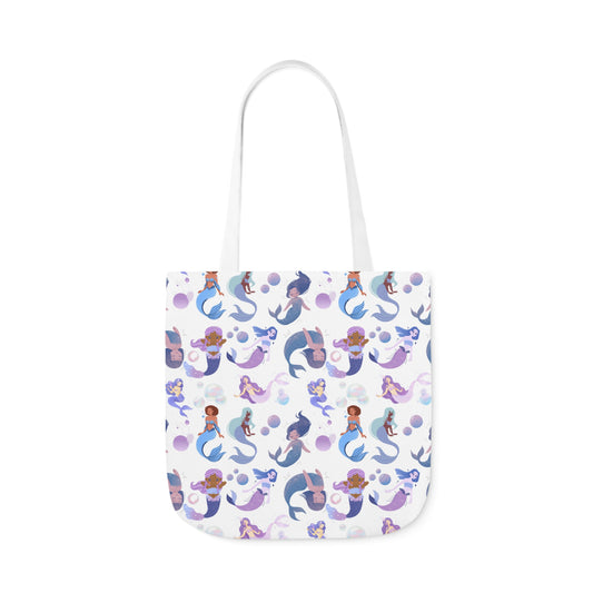 Mermaid Canvas Tote Bag, 3 sizes/5-Color Straps