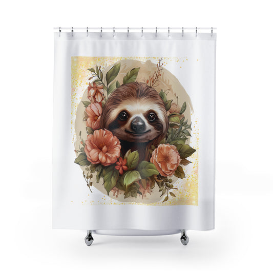 Delighted Sloth - Shower Curtains