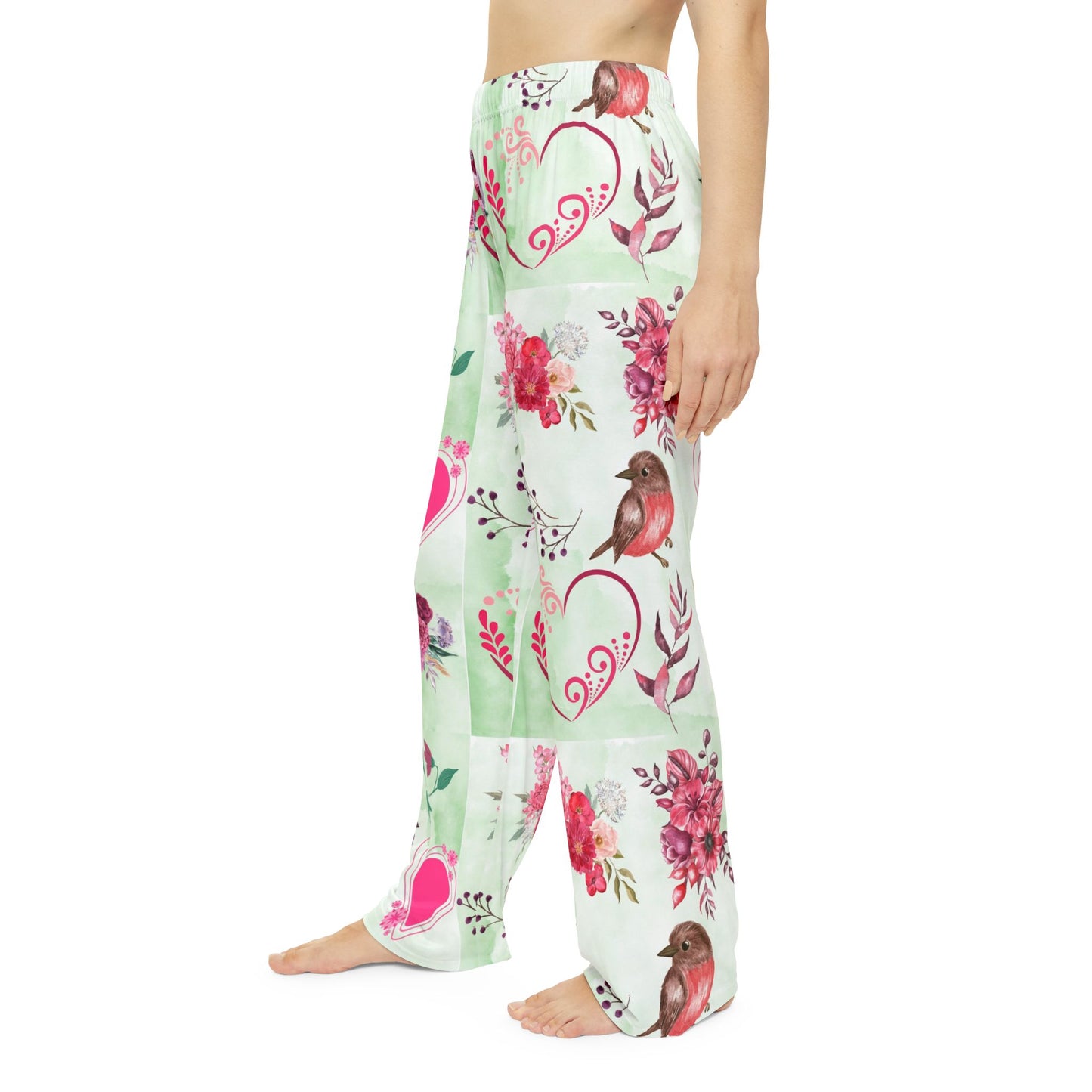 Love Bird Women's Pajama Pants (AOP)- Elastic