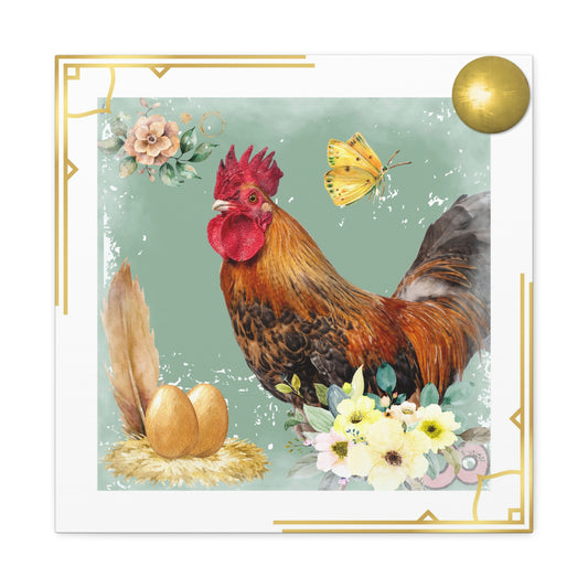 Rooster Guarding Nest - Matte Canvas, Stretched, 1.25"