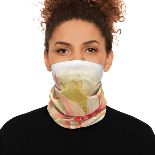 Flower Floating on Gold Winter Neck Gaiter With Drawstring