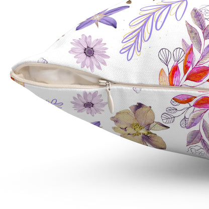 Purple Flower Spun Polyester Square Pillow