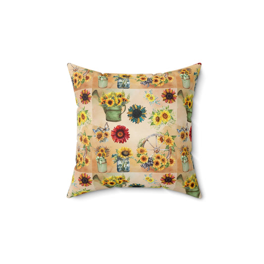 Sunflower Garden - Spun Polyester Square Pillow