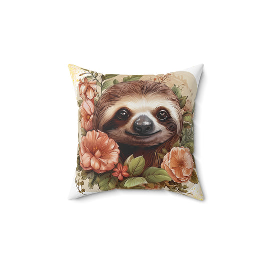 Delighted Sloth - Spun Polyester Square Pillow