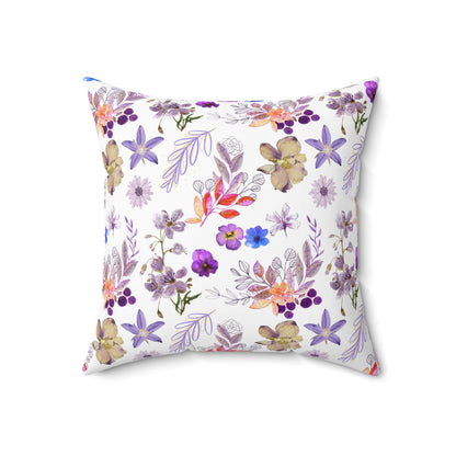 Purple Flower Spun Polyester Square Pillow