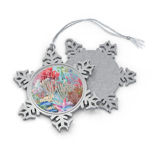 Mermaid Aquarium - Pewter Snowflake Ornament