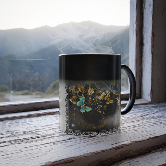 Hummingbird and Butterflies - Color Morphing Mug, 11oz