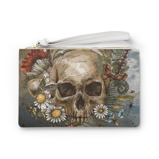 Clutch Bag- Skull With Mushrooms