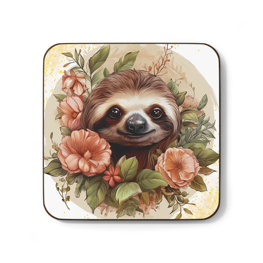 Delightful Sloth Hardboard Back Coaster