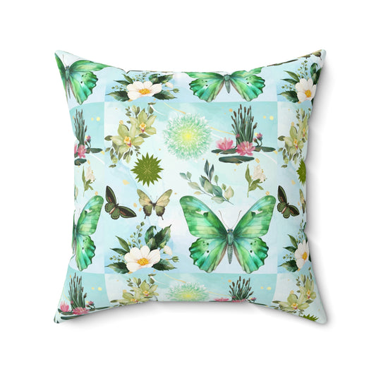 Butterfly Pond Spun Polyester Square Pillow