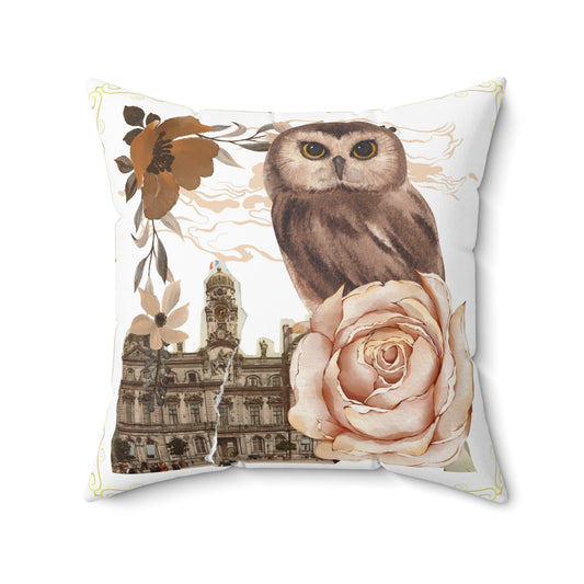 Wise Owl Spun Polyester Square Pillow