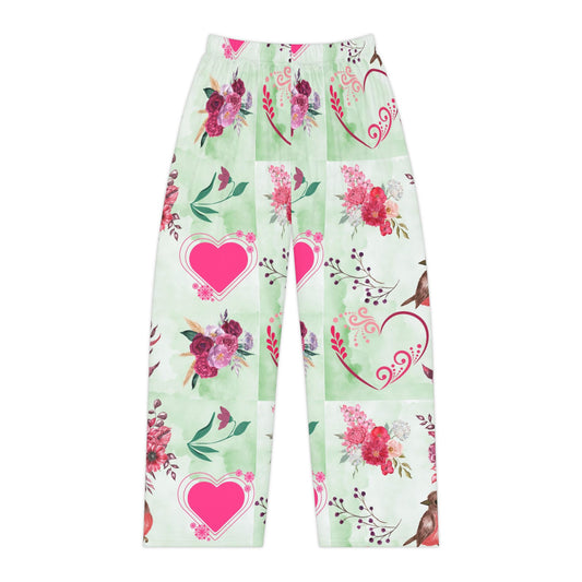 Love Bird Women's Pajama Pants (AOP)- Elastic