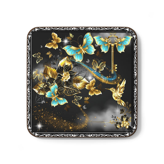 Butterflies and Humming Bird Hardboard Back Coaster