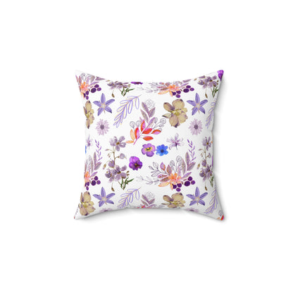 Purple Flower Spun Polyester Square Pillow