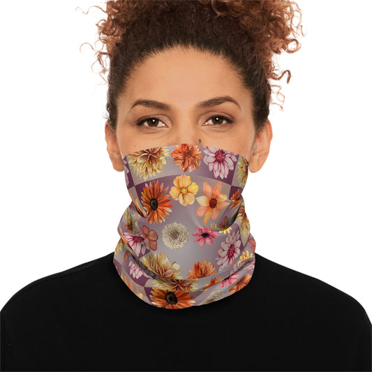 Flowers in Orange Winter Neck Gaiter With Drawstring