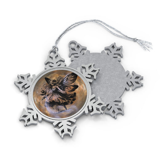 Moon Fairy - Pewter Snowflake Ornament