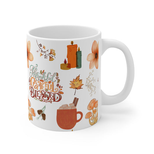 Thankful, Grateful, Blessed Mug 11oz