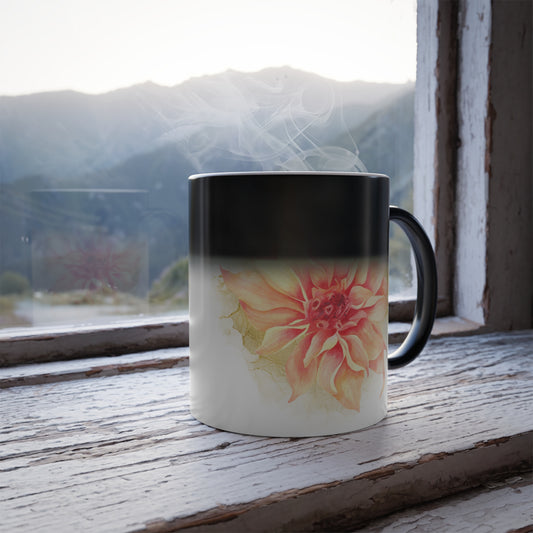 Flower Floating On Gold - Color Morphing Mug, 11oz