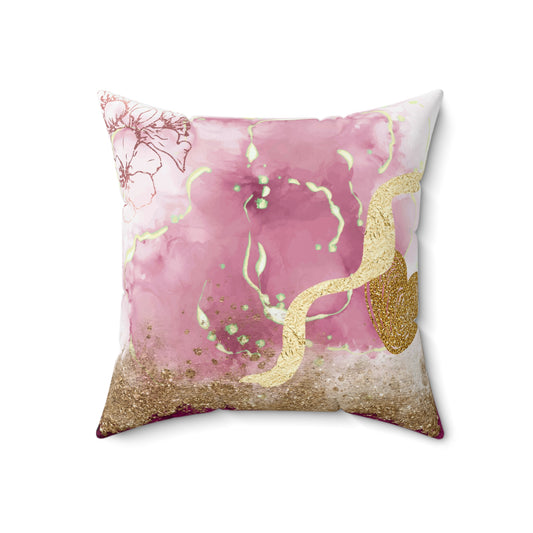 Pink Glitter Love Spun Polyester Square Pillow