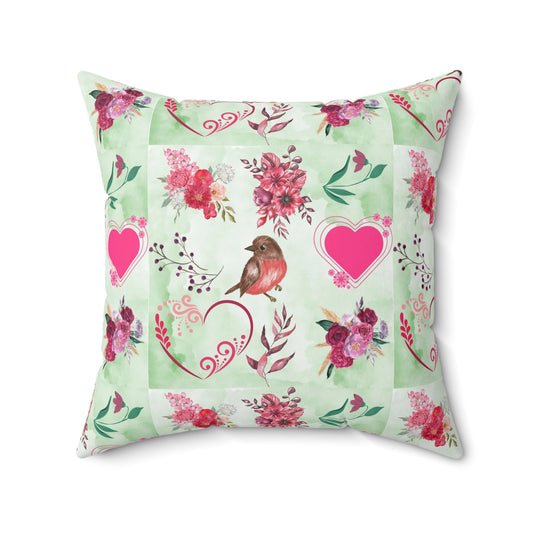 Love Bird Spun Polyester Square Pillow