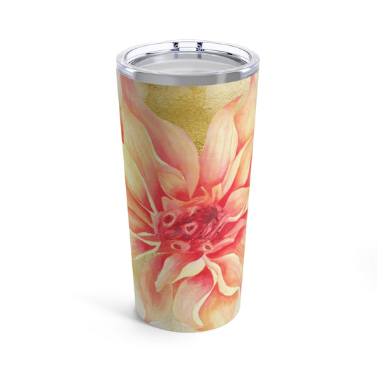 Flower Floating on Gold Tumbler 20oz