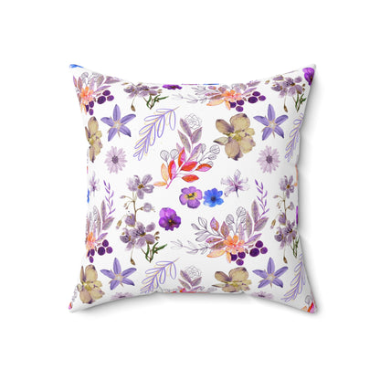 Purple Flower Spun Polyester Square Pillow