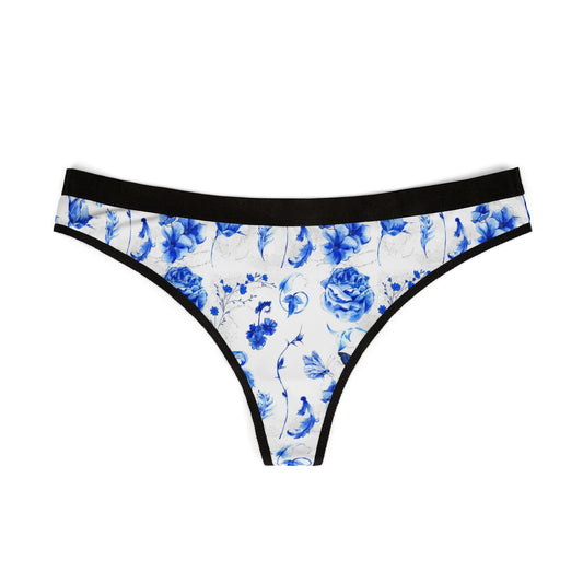 Blue Floral Women's Thongs