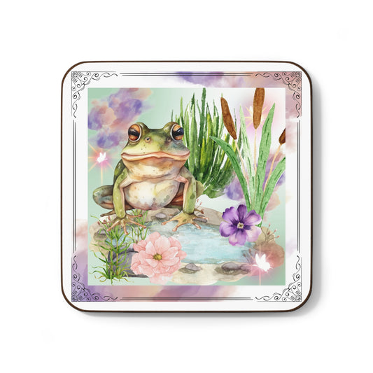 Frog by Puddle Hardboard Back Coaster