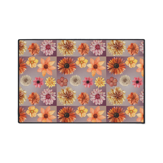 Orange Flowers Heavy Duty Floor Mat