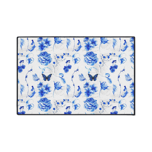 Blue Floral Heavy Duty Floor Mat