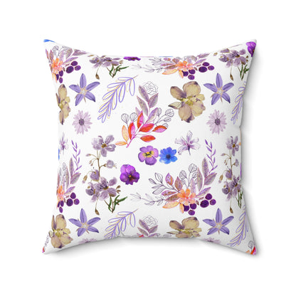 Purple Flower Spun Polyester Square Pillow