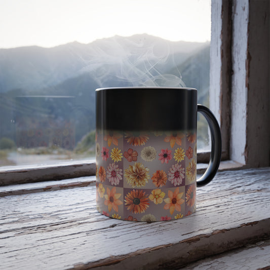 Orange Autumn Flowers - Color Morphing Mug, 11oz