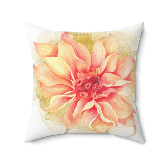 Flower Floating on Gold Spun Polyester Square Pillow