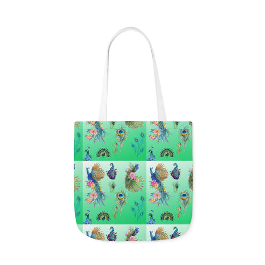 Peacock Canvas Tote Bag, 3 Sizes/5-Color Straps Options