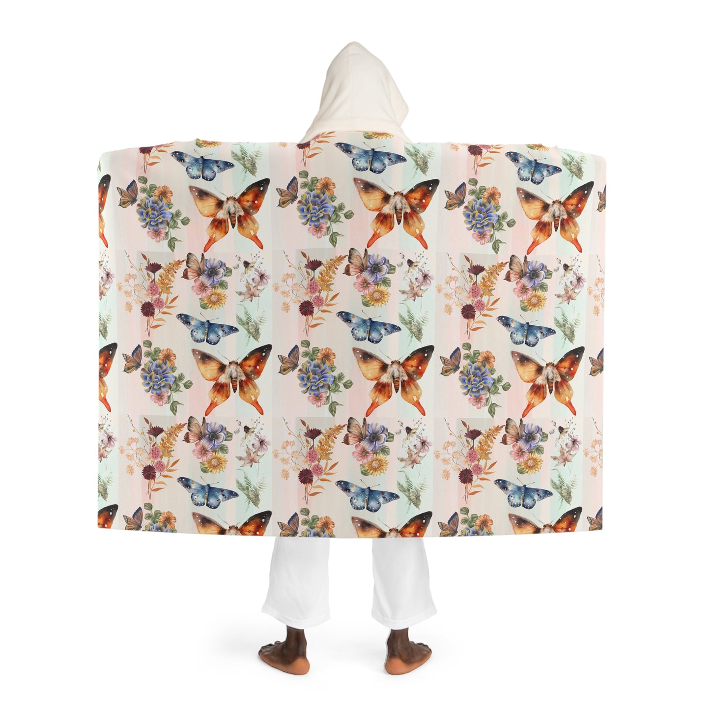 Butterfly Hooded Sherpa Fleece Blanket