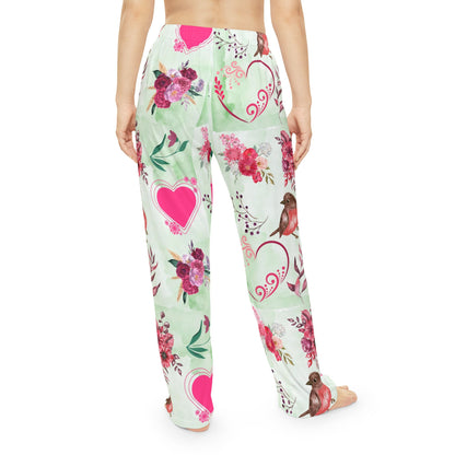 Love Bird Women's Pajama Pants (AOP)- Elastic