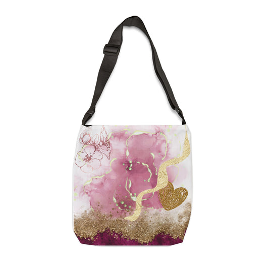 Pink Glitter Love Adjustable Tote Bag (AOP)