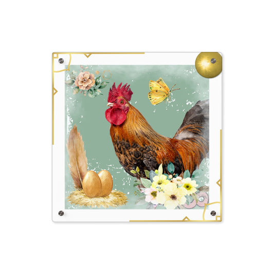 Rooster Guarding Nest - Acrylic Wall Art Panels