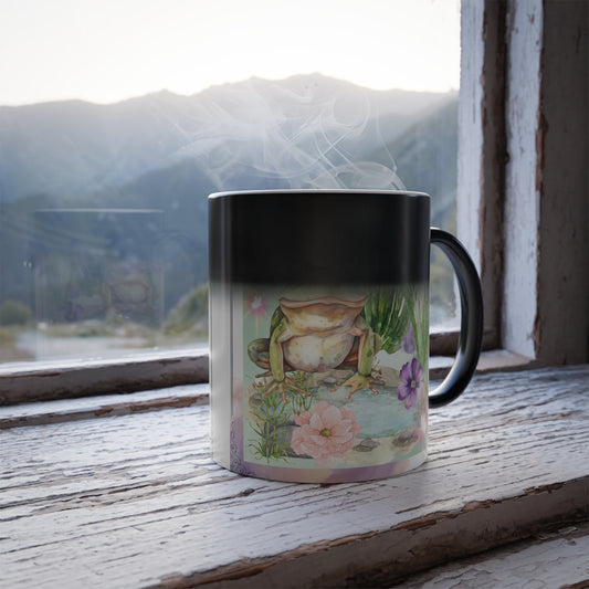 Frog By Puddle - Color Morphing Mug, 11oz