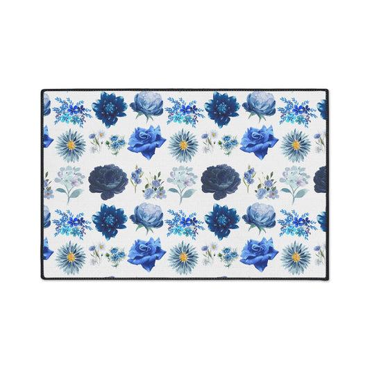 Blue Flowers Heavy Duty Floor Mat