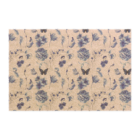 Blue Floral Doormat