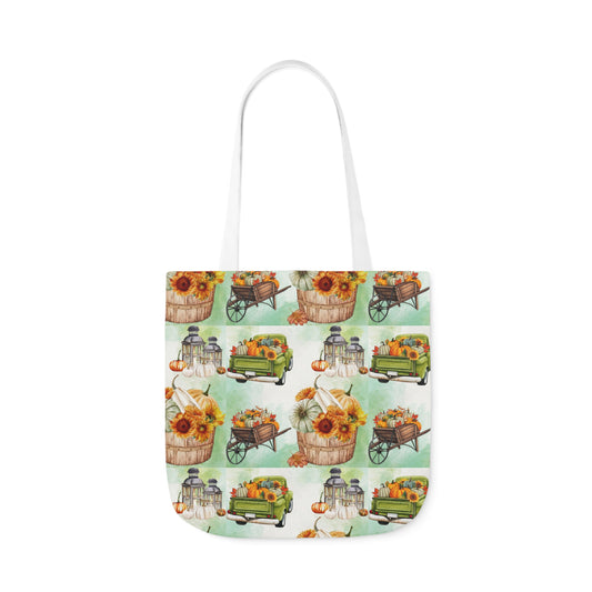 Wheelbarrow Garden Canvas Tote Bag, 3 sizes/5-Color Straps