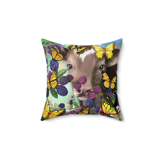 Butterfly Field - Spun Polyester Square Pillow