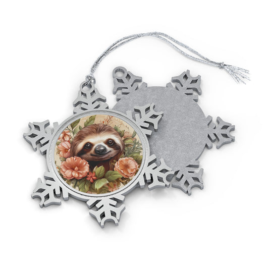 Delightful Sloth - Pewter Snowflake Ornament