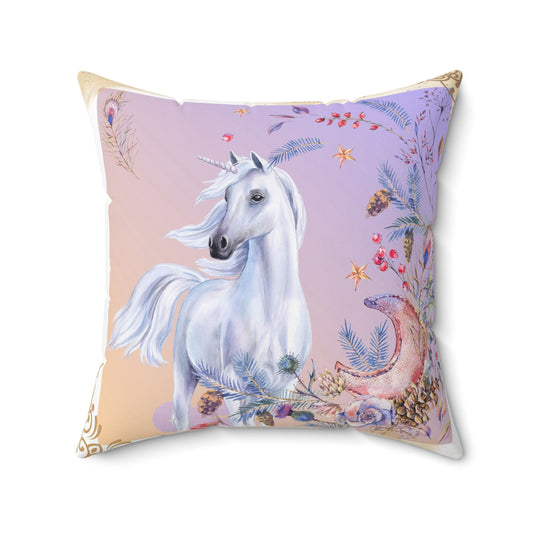 Unicorn Nature Spun Polyester Square Pillow