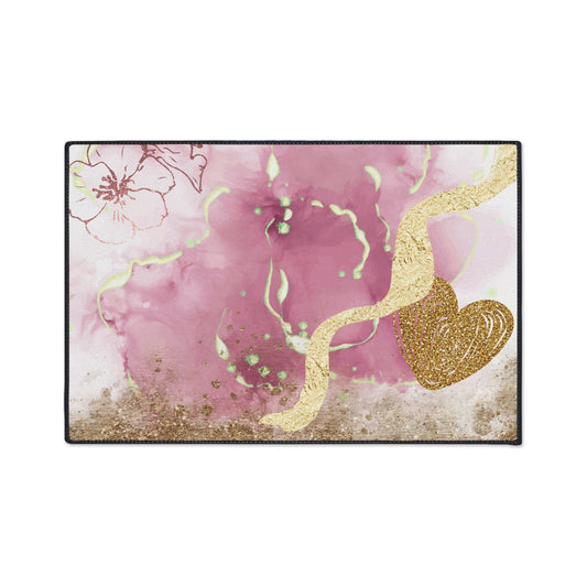 Pink Glitter Love Heavy Duty Floor Mat