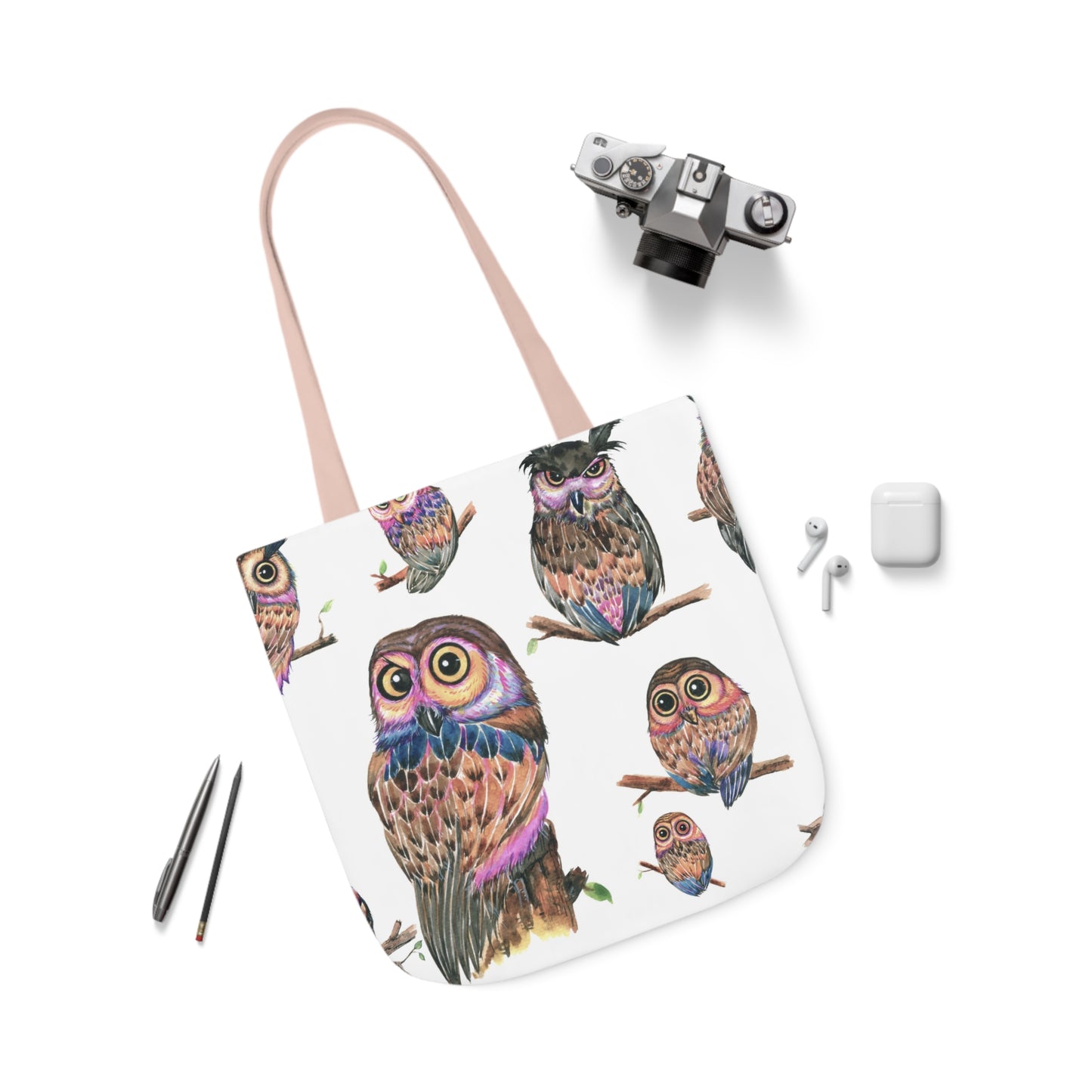 Judgmental Owls Canvas Tote Bag, 3 sizes/5-Color Straps