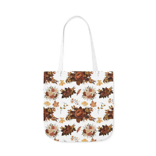 Vintage Style Floral Pattern Canvas Tote Bag, 3 Sizes/5-Color Straps